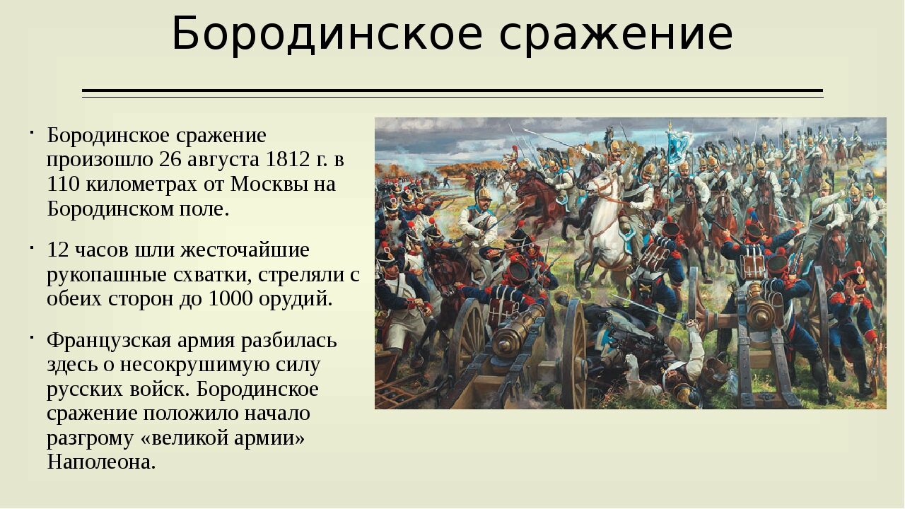 Решающее сражение отечественной войны 1812 года. Бородинское сражение 26 августа 1812. Рассказ Бородинское сражение 1812.